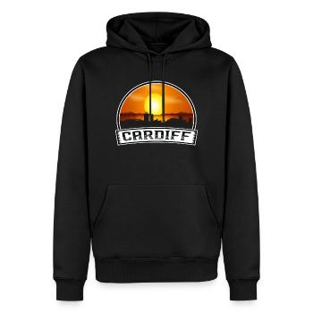 Cardiff Wales Skyline Vintage Sunset Travel Souven - Männer Premium Bio Hoodie - Schwarz - Vorne - Nico (187cm)