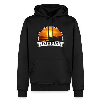 Limerick Irlande Skyline Vintage Sunset Travel Sou - Sweat à capuche Premium bio Homme - noir - Devant - Nico (187cm)