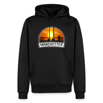 Manchester England Skyline Vintage Sunset Travel S - Männer Premium Bio Hoodie - Schwarz - Vorne - Nico (187cm)