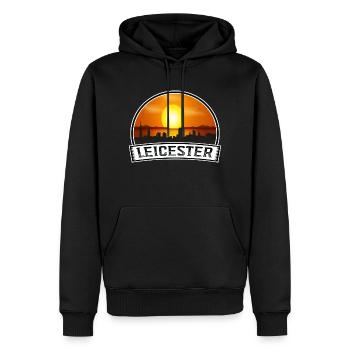 Leicester England Skyline Vintage Sonnenuntergang Reisen So - Männer Premium Bio Hoodie - Schwarz - Vorne - Nico (187cm)