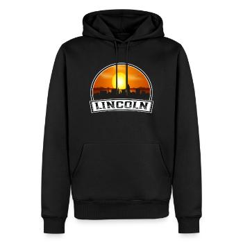 Lincoln Nebraska États-Unis Skyline Vintage Sunset Travel - Sweat à capuche Premium bio Homme - noir - Devant - Nico (187cm)