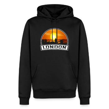 Londres Angleterre Skyline Vintage Sunset Travel Souve - Sweat à capuche Premium bio Homme - noir - Devant - Nico (187cm)