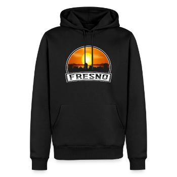Fresno Californie États-Unis Skyline Vintage Sunset Trave - Sweat à capuche Premium bio Homme - noir - Devant - Nico (187cm)