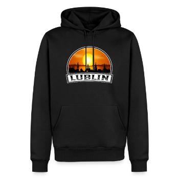 Lublin Pologne Skyline Vintage Sunset Travel Souven - Sweat à capuche Premium bio Homme - noir - Devant - Nico (187cm)