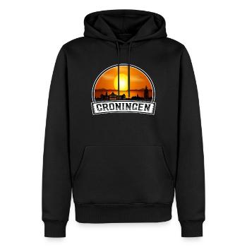 Groningen Niederlande Skyline Vintage Sunset Trave - Männer Premium Bio Hoodie - Schwarz - Vorne - Nico (187cm)