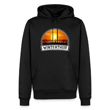 Winterthur Schweiz Skyline Vintage Sunset Trav - Männer Premium Bio Hoodie - Schwarz - Vorne - Nico (187cm)