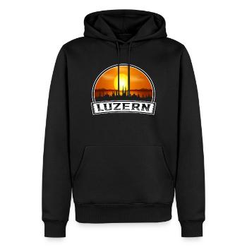 Lucerne Suisse Skyline Vintage Sunset Travel S - Sweat à capuche Premium bio Homme - noir - Devant - Nico (187cm)