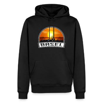 Basel Schweiz Skyline Vintage Sunset Travel So - Männer Premium Bio Hoodie - Schwarz - Vorne - Nico (187cm)