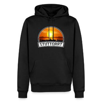 Stuttgart Deutschland Skyline Vintage Sunset Travel So - Männer Premium Bio Hoodie - Schwarz - Vorne - Nico (187cm)