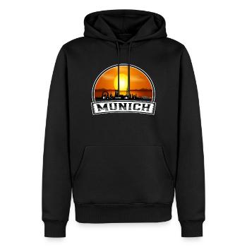 München Deutschland Skyline Vintage Sunset Travel Souve - Männer Premium Bio Hoodie - Schwarz - Vorne - Nico (187cm)