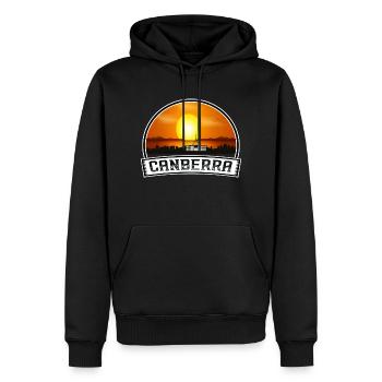 Canberra Australien Skyline Vintage Sunset Travel S - Männer Premium Bio Hoodie - Schwarz - Vorne - Nico (187cm)