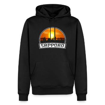 Sapporo Japan Skyline Vintage Sunset Travel Souven - Männer Premium Bio Hoodie - Schwarz - Vorne - Nico (187cm)