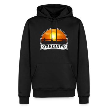Arequipa Peru Skyline Vintage Sonnenuntergang Reise Souven - Männer Premium Bio Hoodie - Schwarz - Vorne - Nico (187cm)