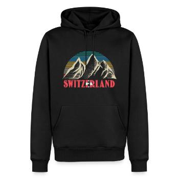 Suisse Cadeau d’origine suisse - Sweat à capuche Premium bio Homme - noir - Devant - Nico (187cm)