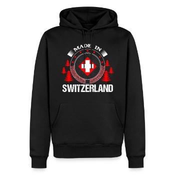 Suisse Drapeau Suisse Cadeau - Sweat à capuche Premium bio Homme - noir - Devant - Nico (187cm)