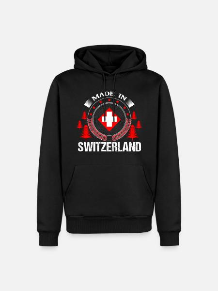 Schweiz Schweizerisch Fahne Geschenk - Männer Premium Bio Hoodie - Schwarz