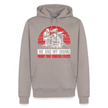 Batterie Rock - Sweat à capuche Premium bio Homme - taupe - Devant - Nico (187cm)