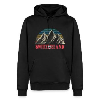 Suisse Cadeau d’origine suisse - Sweat à capuche Premium bio Homme - noir - Devant - Nico (187cm)
