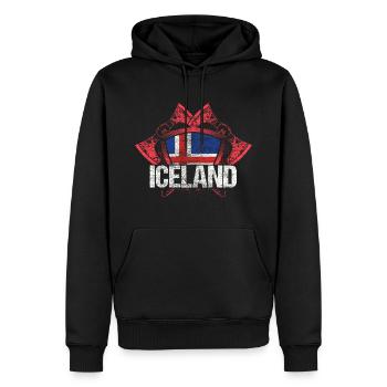 Cadeau d’origine insulaire volcanique islandaise - Sweat à capuche Premium bio Homme - noir - Devant - Nico (187cm)