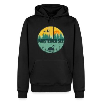 Parsteiner See - Männer Premium Bio Hoodie - Schwarz - Vorne - Nico (187cm)