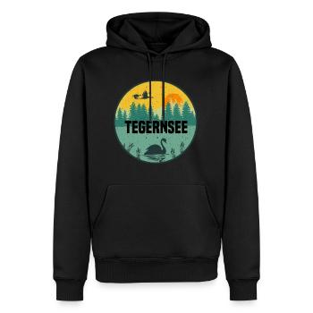 Tegernsee - Männer Premium Bio Hoodie - Schwarz - Vorne - Nico (187cm)