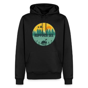 Ruppiner See - Männer Premium Bio Hoodie - Schwarz - Vorne - Nico (187cm)