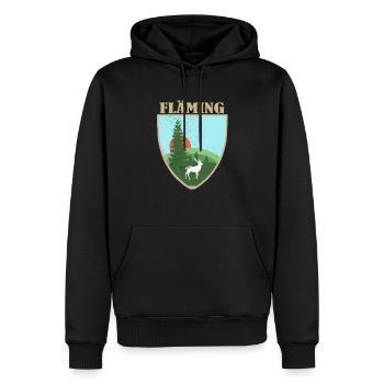 Fläming mit Hirsch - Männer Premium Bio Hoodie - Schwarz - Vorne - Nico (187cm)