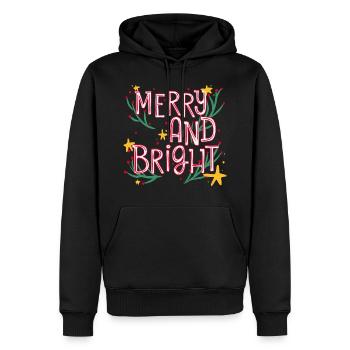 Merry and bright - Men’s Premium Organic Hoodie - black - Front - Nico (187cm)