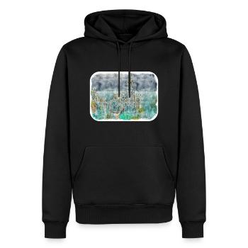 Europa Aquarellskizze Handgezeichnete Illustration - Männer Premium Bio Hoodie - Schwarz - Vorne - Nico (187cm)