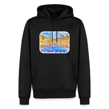 France Aquarelle Croquis Illustration Dessinée à la Main - Sweat à capuche Premium bio Homme - noir - Devant - Nico (187cm)