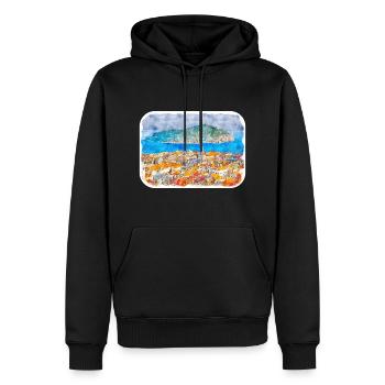 Dubrovnik Kroatien Aquarell Skizze Illustration - Männer Premium Bio Hoodie - Schwarz - Vorne - Nico (187cm)