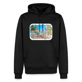 Philippines Aquarelle Croquis Dessin Illustration - Sweat à capuche Premium bio Homme - noir - Devant - Nico (187cm)