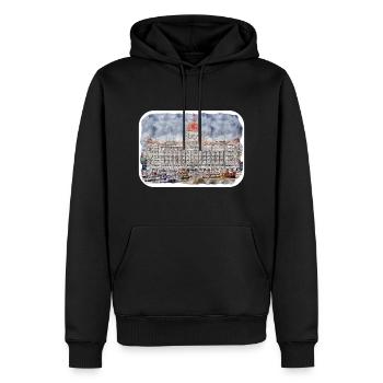 India Landmark Aquarelle Sketch Paint Illustratio - Sweat à capuche Premium bio Homme - noir - Devant - Nico (187cm)