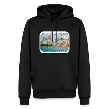 Australie Aquarelle Croquis Peinture dessinée à la main - Sweat à capuche Premium bio Homme - noir - Devant - Nico (187cm)