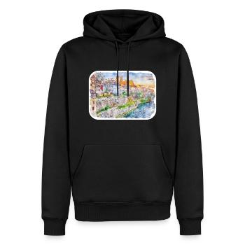 Schweiz Aquarellskizze Gezeichnete Illustration - Männer Premium Bio Hoodie - Schwarz - Vorne - Nico (187cm)