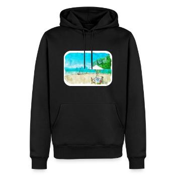 Reise Aquarell Skizze Handgezeichnete Illustration - Männer Premium Bio Hoodie - Schwarz - Vorne - Nico (187cm)