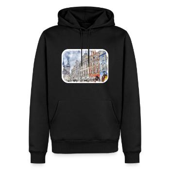 Prag Tschechische Aquarellskizze Malerei Zeichnung - Männer Premium Bio Hoodie - Schwarz - Vorne - Nico (187cm)