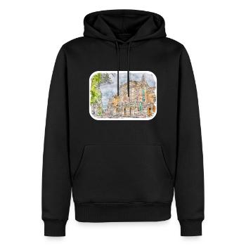 Esquisse à l’aquarelle de Norvège Illustration dessinée à la main - Sweat à capuche Premium bio Homme - noir - Devant - Nico (187cm)