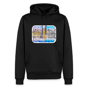 Uk Landmark Watercolor Sketch Painting Illustratio - Men’s Premium Organic Hoodie - black - Front - Nico (187cm)