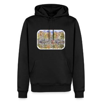 Amsterdam Pays-Bas Aquarelle Dessin - Sweat à capuche Premium bio Homme - noir - Devant - Nico (187cm)