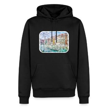 Venedig Italien Aquarellskizze Gezeichnete Illustration - Männer Premium Bio Hoodie - Schwarz - Vorne - Nico (187cm)