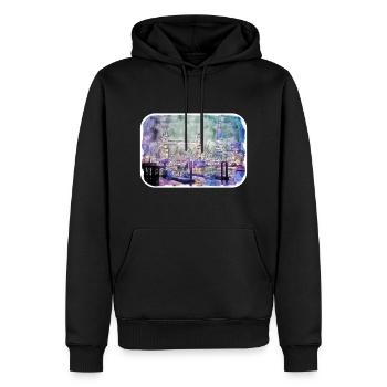 London UK Aquarellskizze Handgezeichnete Malerei - Männer Premium Bio Hoodie - Schwarz - Vorne - Nico (187cm)