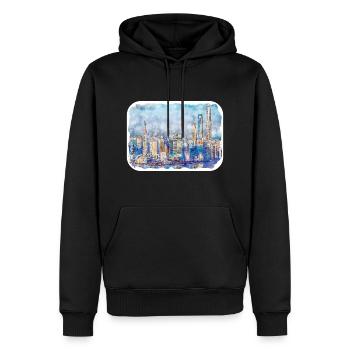 China Aquarelle Croquis Illustration Dessinée à la Main - Sweat à capuche Premium bio Homme - noir - Devant - Nico (187cm)