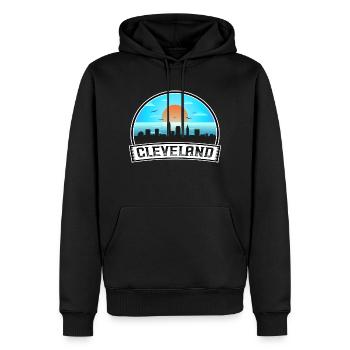 Cleveland Ohio Usa Skyline Vintage Sunset Travel S - Men’s Premium Organic Hoodie - black - Front - Nico (187cm)