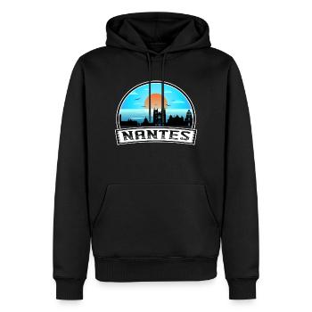 Nantes France Skyline Vintage Sunset Travel Souven - Sweat à capuche Premium bio Homme - noir - Devant - Nico (187cm)