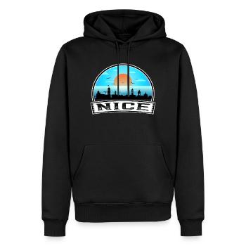 Nizza Frankreich Skyline Vintage Sonnenuntergang Reise Souvenir - Männer Premium Bio Hoodie - Schwarz - Vorne - Nico (187cm)