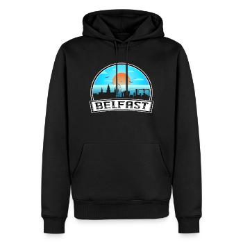 Belfast Nordirland Skyline Vintage Sunset Tr - Männer Premium Bio Hoodie - Schwarz - Vorne - Nico (187cm)