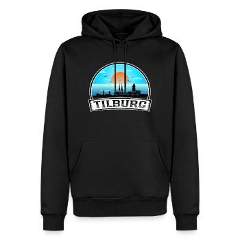 Tilburg Pays-Bas Skyline Vintage Sunset Travel - Sweat à capuche Premium bio Homme - noir - Devant - Nico (187cm)