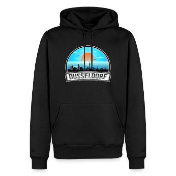 Düsseldorf Allemagne Skyline Vintage Sunset Travel S - Sweat à capuche Premium bio Homme - noir - Devant - Nico (187cm)