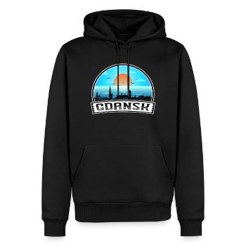 Danzig Polen Skyline Vintage Sonnenuntergang Reise Souven - Männer Premium Bio Hoodie - Schwarz - Vorne - Nico (187cm)